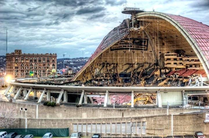 The Civic Arena during demolition in 2012