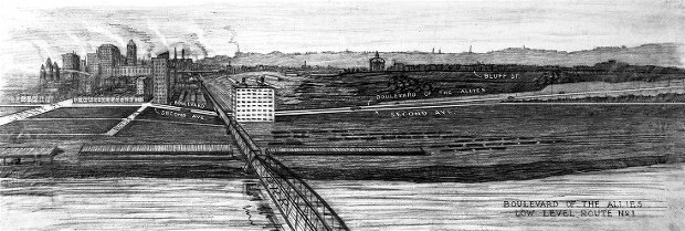 The low-level route proposed in 1919
for the Boulevard of the Allies.