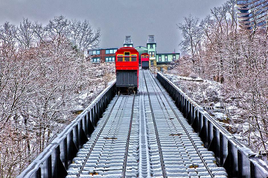 The Duquesne Incline in the wintertime.