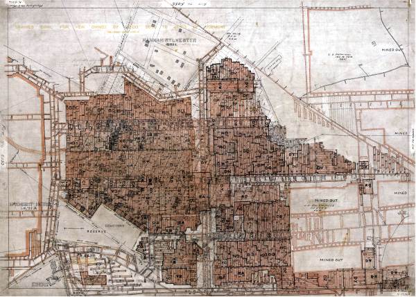 Map of the Oak Mine under Brookline - 1940s