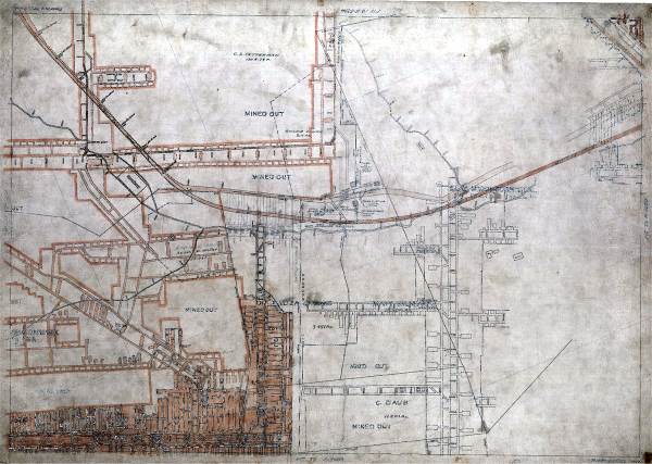 Map of the Oak Mine under Brookline - 1940s