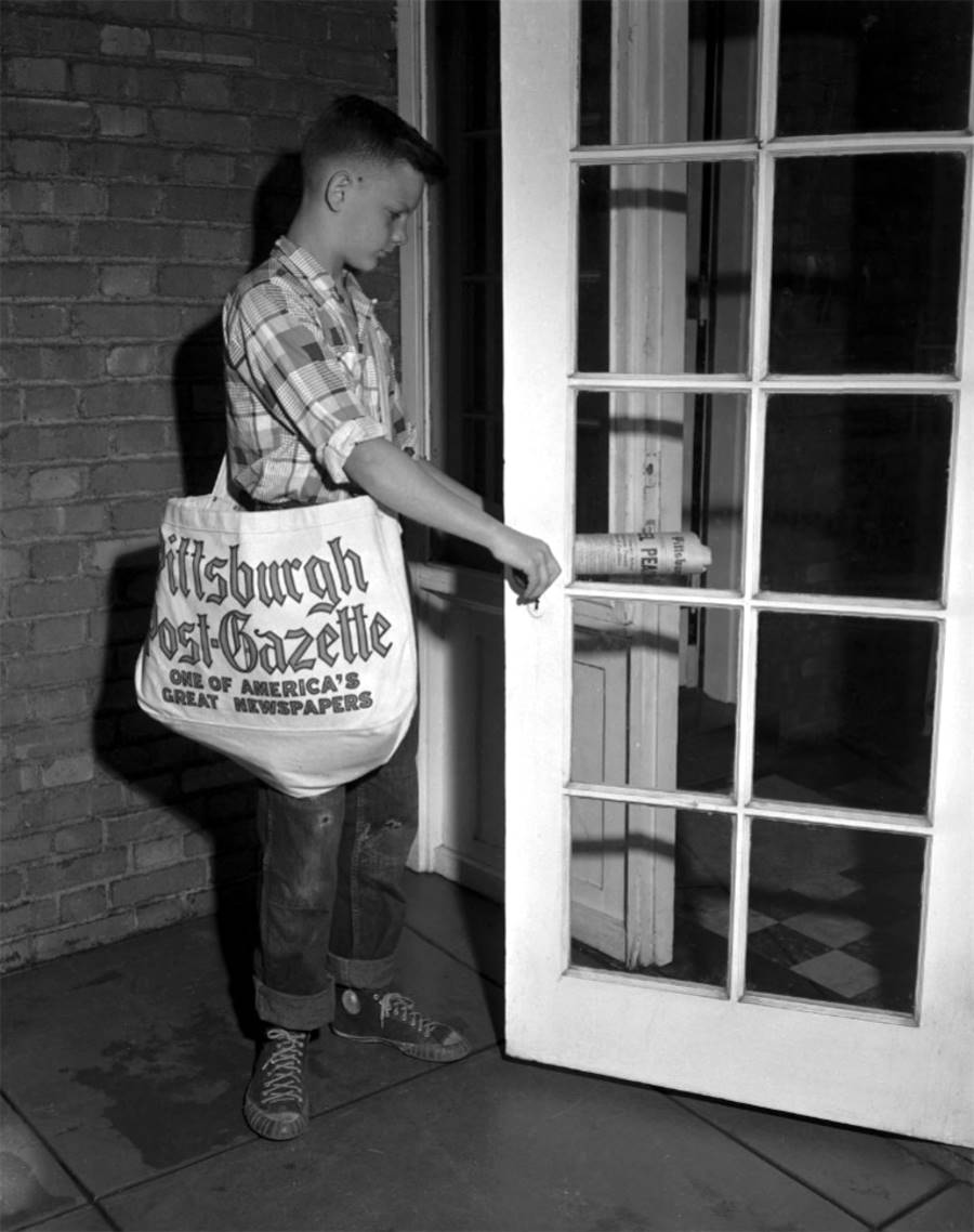 Delivering the Pittsburgh Post Gazette - 1952.