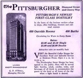 Advertisement for the Pittsurgher Hotel