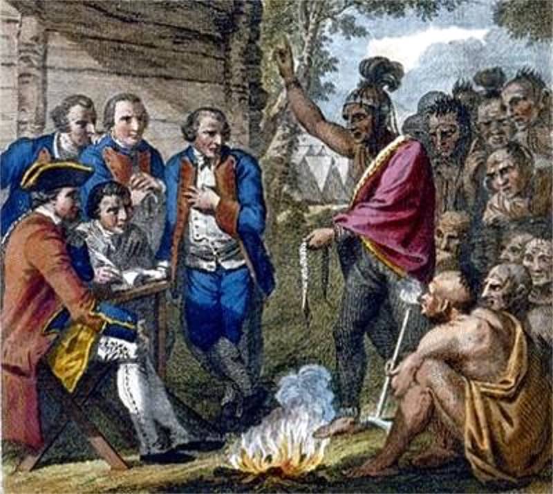 Peace negotiations between Colonel Bouquet
and Native Ohio tribes in October 1764.