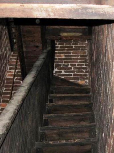 The narrow stairwell in the Hose Tower