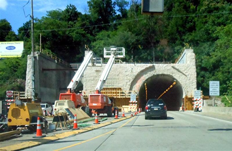 Reconstruction work on the
South Portal - July 1, 2013.