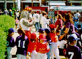 The Firedog says
 Stop, Drop and Roll.