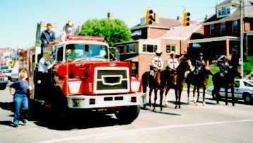 Firemen
 and Mounted Police are ready to lead the procession