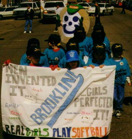 The Eat-n-Park cookie, Smiley, tails the Brookline Dance
 Studio Girls Nine