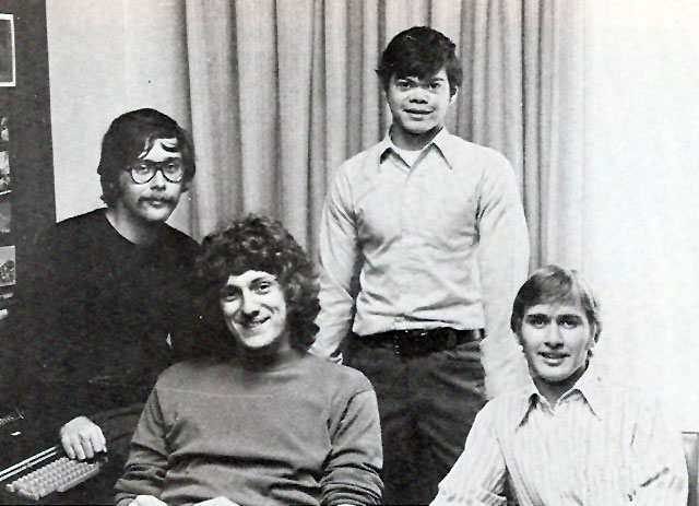 Danny McGibbeny with the staff of the
Sports Information Department in 1972.