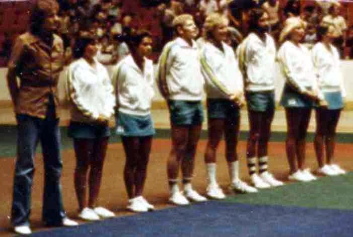 Coach McGibbeny with his Triangles, 1976.