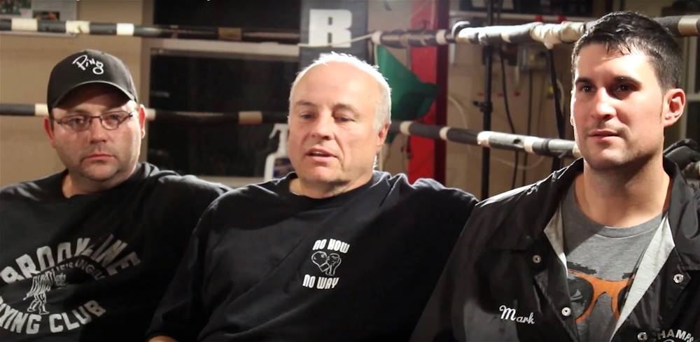 Coaches Joe Calabrese, Bob Healyand fighter Mark Daley.