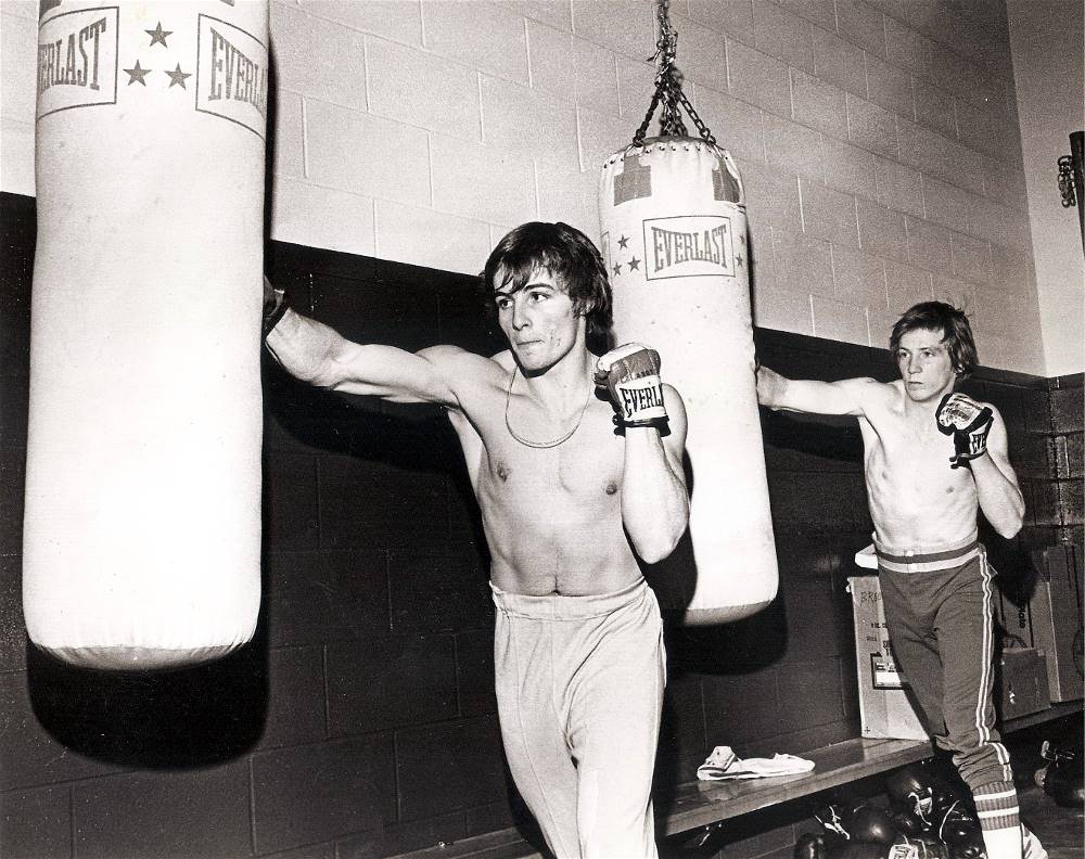 Bob and Dave Healy training for the Golden Gloves