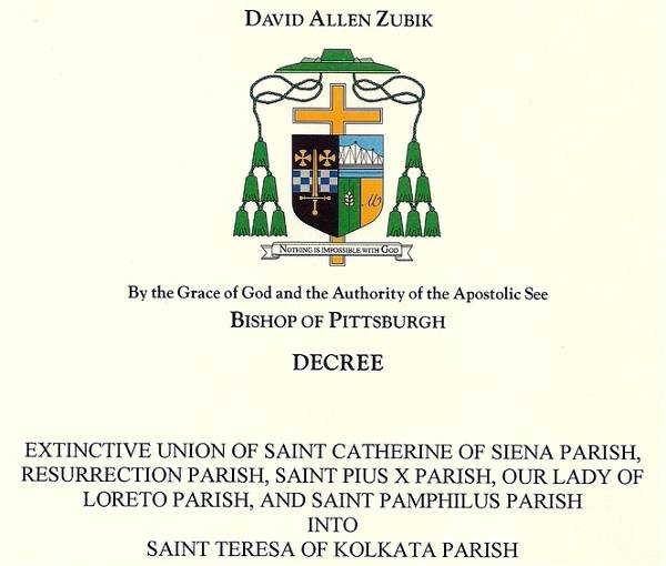 Decree forming Saint Teresa of Kolkata Parish