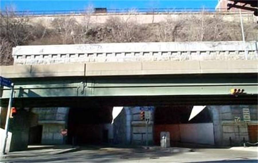 The Armstrong Tunnels north portal at Forbes Avenue.