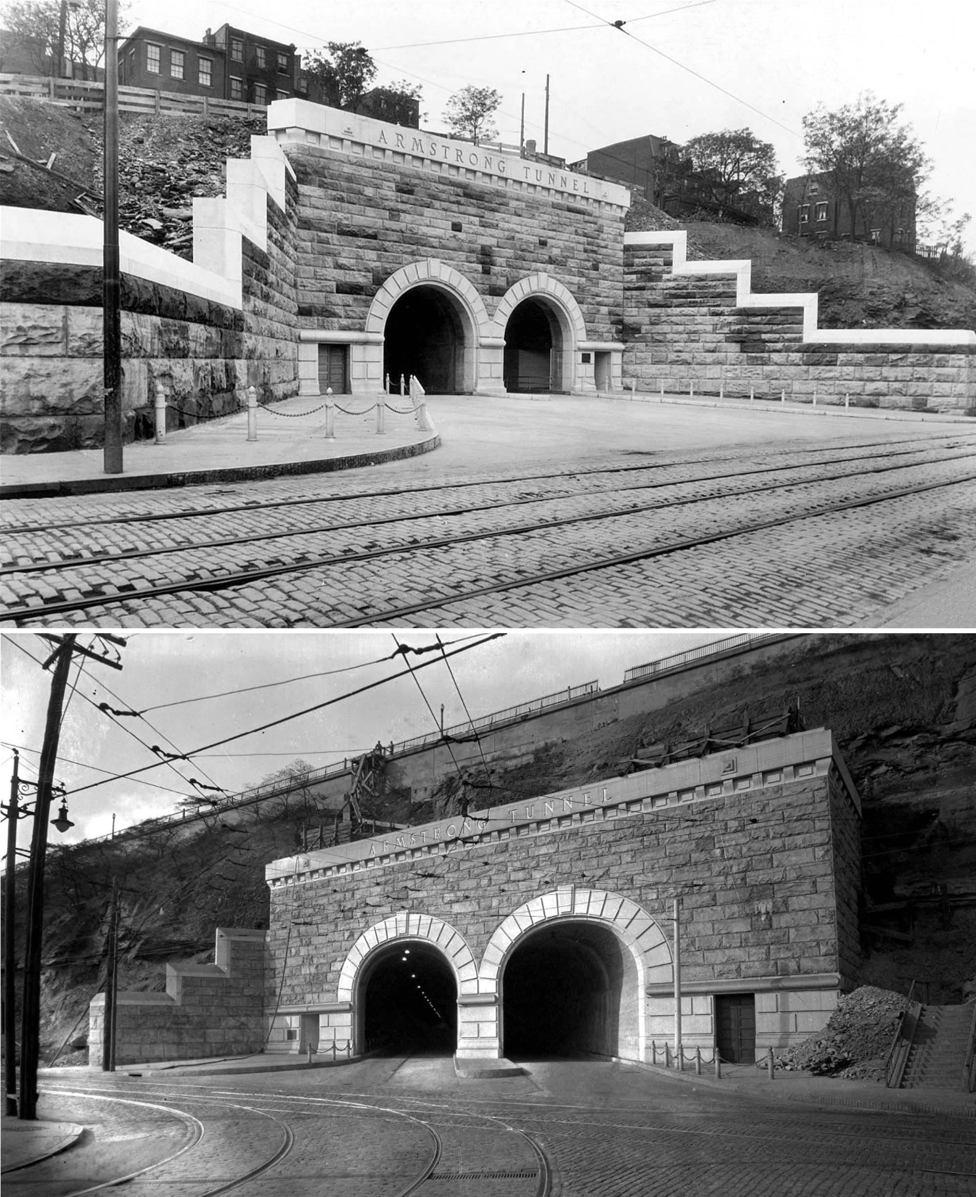 The Armstrong Tunnel north and south portals in 1927.