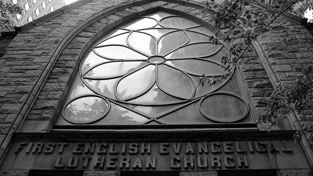 The interior of the First English
Evangelical Lutheran Church