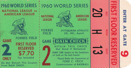 1960 World Series Ticket.