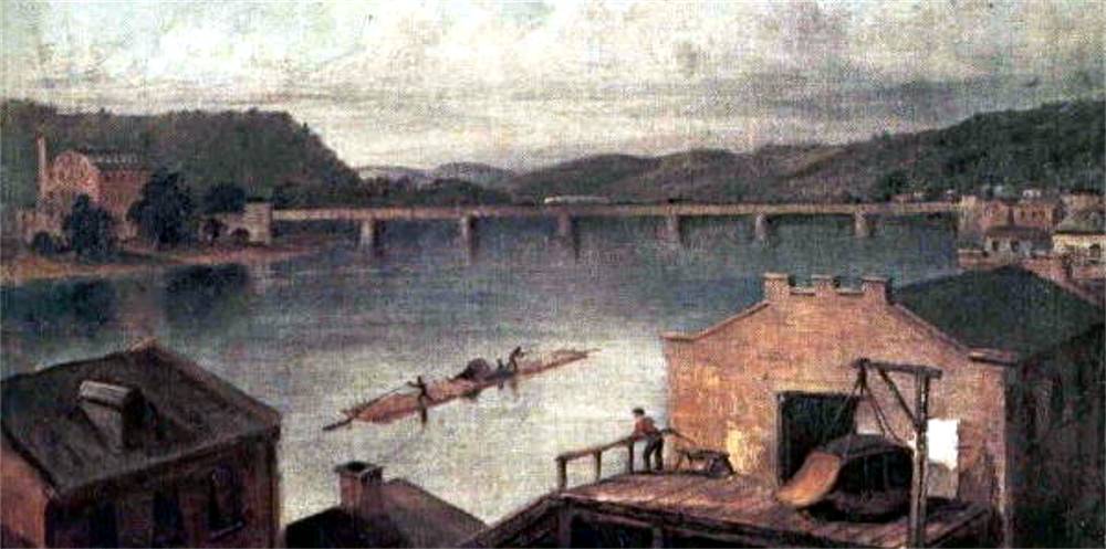 The Allegheny Aqueduct of the Pennsylvania Canal
where the canal boats entered Pittsburgh.