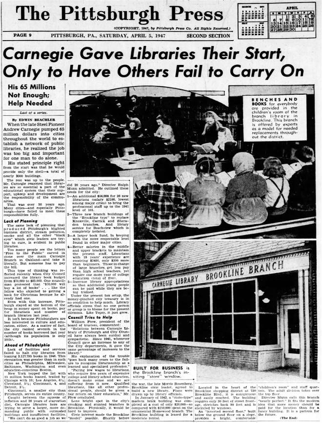 Carnegie Library - Brookline Post Office - 1947