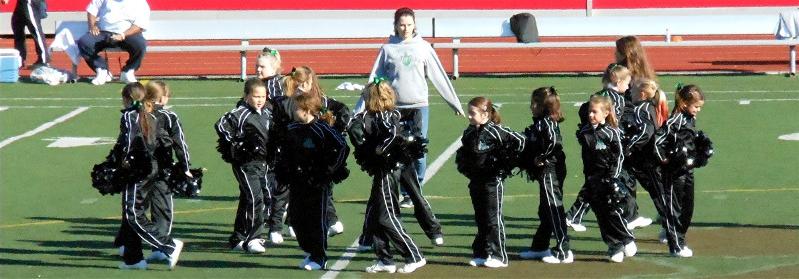 The cheerleaders put on their final halftime
routine. The girls did a great job all year.