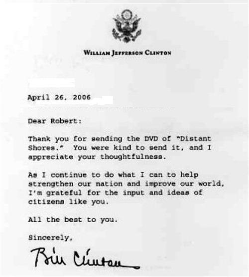 Letter from former President Bill Clinton.
